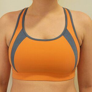 Athleta Sports Bra Womens Small Sting Stunner Orange Gray Athletic Running Yoga